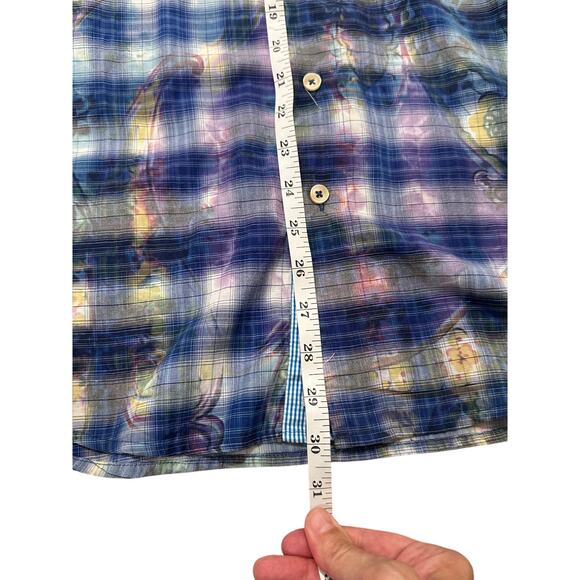 Haupt Germany Men's Watercolor Floral Paisley Plaid LS Tie Dye Shirt, M - Picture 4 of 11